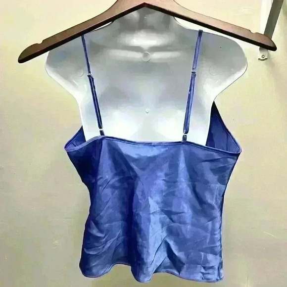 Vintage 90s Fredericks Of Hollywood Womens Large Cami Bow Purple Peekaboo Satin - Picture 2 of 6